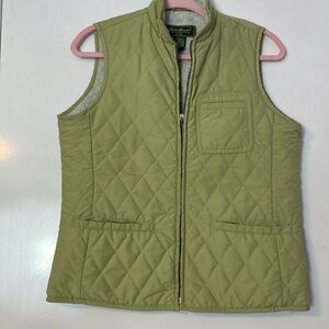 Eddie Bauer Quilted Vest Womens S Fleece Lining Full Zip